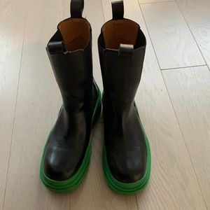 Black and green boots